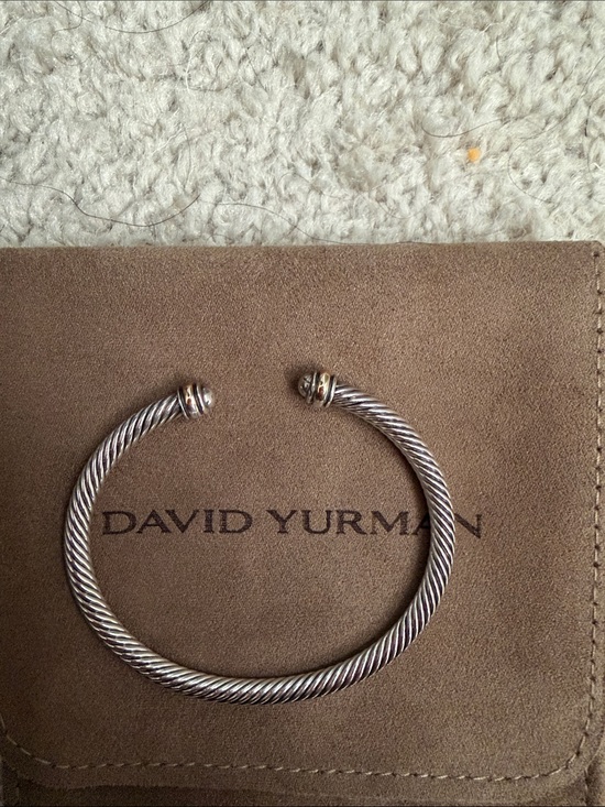David Yurman Jewelry - David Yurman Sterling Cable Cuff with Gold-End Detailing